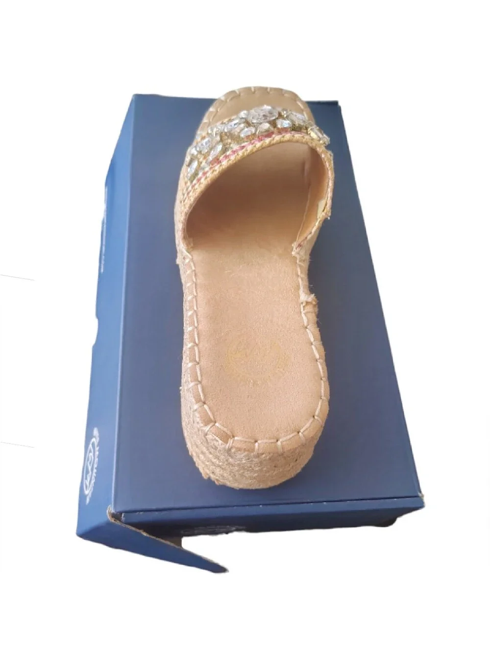White‎ Mountain Multicolor Stitch Espadrille Wedge Sandals 7.5 NWT Resortwear